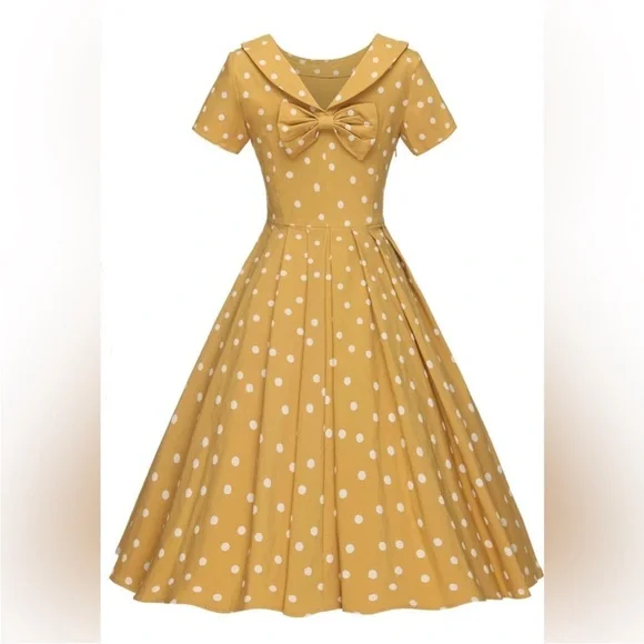 1950’s Inspired Polka Dot Midi Dress - Picture 2 of 7